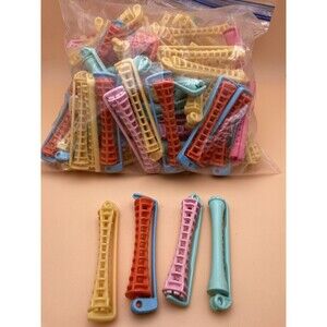 Vintage Hair Perm Rods Lot Plastic Cold Wave Rollers Multi Color Assorted Sizes